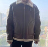 羅蒙（ROMON）皮夾克男皮毛一體加絨加厚2025新款潮牌羊羔毛休閑皮襖子棉衣外套 黑色 L 曬單實拍圖