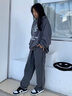 百鵲亭褲子男春夏季牛仔褲2024港風(fēng)ins寬松直筒休閑長褲墜感褲子拖地褲 黑灰色【單件裝】 S 曬單實拍圖