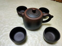 康韻 原礦紫砂壺功夫茶具紫泥泡茶壺刻字大容量泡茶器大號家用紫砂井欄壺辦公旅行290ml可養 井欄紫砂茶壺（配4杯） 曬單實(shí)拍圖