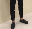 KANKEN豆豆鞋男夏季休閑皮鞋軟韓版英倫男士工作鞋懶人駕車(chē)鞋樂(lè )福一腳蹬 黑色 42 曬單實(shí)拍圖