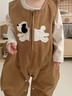凡獵嬰兒衣服秋裝新生男女寶寶連體衣滿(mǎn)月百天外出背帶褲哈衣春秋 M7626卡其色 80cm 曬單實(shí)拍圖