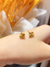 珍·尚銀中國黃金授權四葉草黃金耳釘女足金耳飾生日禮物送女友老婆紀念日 四葉草足金耳釘+情人節禮盒-約0.8g 曬單實(shí)拍圖