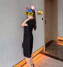 NINE WEST玖熙2024夏季新款宮廷風摩登優(yōu)雅女士月光玫瑰輕禮服連衣裙 黑色 155/80A(S) 曬單實拍圖