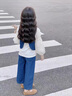 靚貝城堡女童套裝秋季2025新款洋氣時髦兒童女寶寶秋裝韓版潮流牛仔三件套 藍色三件套 120 曬單實拍圖