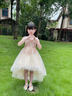 小咔衣濃兒童禮服公主裙高端女童鋼琴演奏演出服主持人演講走秀晚禮服夏季 香檳色無(wú)袖前短后長(cháng) 130 曬單實(shí)拍圖