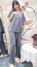 莫代爾睡衣女夏季短袖長(cháng)褲2022年新款莫代爾夏天薄款休閑大碼夏款家居服 H8315-灰色 L【建議體重110斤-120斤】 曬單實(shí)拍圖