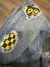 潮牌破洞刺繡牛仔褲男修身潑墨印花小腳褲韓版顯瘦緊身鉛筆褲創(chuàng  )意圖案印花補丁牛仔長(cháng)褲品質(zhì)輕奢窄腳褲新款 圖片色 28(2尺1) 曬單實(shí)拍圖