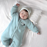 七樂豆嬰兒棉襖冬季棉服保暖男寶寶連體衣服冬裝棉衣幼兒冬天夾棉外出服 湖藍(lán) 73cm 曬單實(shí)拍圖