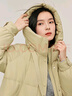 茵曼（INMAN）90白鴨絨立領(lǐng)連帽羽絨服2024冬女裝新款保暖中長(cháng)款寬松外套上衣 草綠色 S 曬單實(shí)拍圖