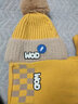 哈羅小黃鴨HAL.DUCK兒童帽子秋冬季潮品男女童圍巾兩件套針織保暖百搭拼色毛線(xiàn)帽套裝 黃色 WOD拼色(帽子+圍巾) 2-6歲(48-52)棉內襯 曬單實(shí)拍圖