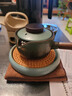 品茶客黑陶側把茶壺黑檀木手柄簡(jiǎn)約現代家用過(guò)濾單壺陶瓷功夫茶具泡茶壺 窯變綠側把壺-錘紋款(黑檀木) 曬單實(shí)拍圖