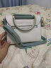 芭特莉七夕禮物送女友包包女包單肩包韓版時(shí)尚手提包斜挎小方包手機包潮 綠拼白 曬單實(shí)拍圖