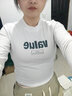 嫻柔2026小圓領(lǐng)打底衫女春秋冬新款緊身露臍高腰辣妹內搭長(cháng)袖T恤上衣 白色【短款YT16】 L 曬單實(shí)拍圖