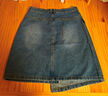 德瑪納【不規則棉質(zhì)a字短裙】夏水洗口袋拉鏈牛仔半身裙女 中牛仔藍 XL  曬單實(shí)拍圖