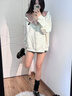 辰衣純美式甜妹連帽格子拼接衛(wèi)衣女2024春秋新款寬松休閑慵懶風學生外套 白灰色（優(yōu)質(zhì)版） M 曬單實拍圖