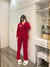 魅卿大紅色睡衣結婚新婚情侶套裝春秋冬款大碼純棉長(cháng)袖男女本命年新年 S6901-H6901【禮盒包裝】 2XL 【女140-160斤】 曬單實(shí)拍圖