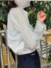 燕潯法式小眾長(cháng)袖純色襯衫女2025年春季新款設計感珍珠領(lǐng)泡泡袖雪紡衫 白色 S (建議95斤以下) 曬單實(shí)拍圖