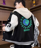 佐優(yōu)品秋冬季棒球服外套男潮牌加絨寬松連帽運動(dòng)百搭青少年學(xué)生加厚夾克 黑色 XL 曬單實(shí)拍圖
