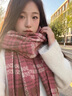 啄木鳥冬季圍巾女2024新款感干枯玫瑰色丁香格子韓版百搭圍脖保暖百搭潮 干枯玫瑰粉-【店長(zhǎng)】氛圍感圍脖 曬單實(shí)拍圖