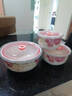 盛公滿(mǎn)陶瓷保鮮碗三件套帶蓋便當盒微波爐飯盒冰箱收納盒大號泡面碗套裝 金絲玫瑰 三件套 曬單實(shí)拍圖