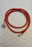 XD銀配件吊墜掛繩S925銀M扣項鏈繩子掛脖掛件繩皮繩手工編織玉墜繩 3mm紅色55厘米 曬單實(shí)拍圖