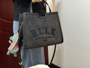 ELLE女包新款水洗牛仔手提托特包大容量單肩包包送女友禮物24071 黑色 曬單實(shí)拍圖