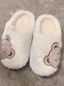 沂懿棉拖鞋女棉鞋秋冬女士毛絨拖鞋毛毛鞋保暖老人居家室內毛拖鞋半拖 白色側邊熊毛絨拖鞋 38-39 【適合37-38碼】 曬單實(shí)拍圖