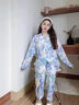 浪莎春秋款綿綢睡衣女長(cháng)袖薄款棉綢套裝韓版人造棉寬松家居服加 扎染紫 L 曬單實(shí)拍圖