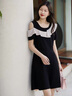 clotho Rennie品牌女裝連衣裙女夏新款2025年韓版氣質(zhì)優(yōu)雅遮肚子顯瘦露肩A字裙 黑色 M 曬單實(shí)拍圖