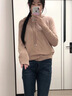 RGPX2025秋冬新款女毛衫時尚百搭寬松套頭連帽針織衫毛衣衛(wèi)衣外套上衣 卡其色-沒幾件了速度搶 L 105-120斤 曬單實拍圖