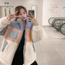 妃莉杋（FeiLiFan）羊羔毛外套女秋冬新款韓版寬松洋氣減齡加絨加厚拼色羊羔絨棉衣女 圖片色 S 曬單實(shí)拍圖