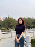 半高領(lǐng)中袖t恤女半袖打底衫內(nèi)搭春夏2024新款修身五分袖上衣短袖 黑色【螺紋半高領(lǐng)】 L【102-114斤】 曬單實(shí)拍圖