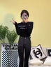 矜持范漸變色牛仔褲女秋季2025彈力高腰顯瘦設(shè)計(jì)感鏈條開叉 黑灰色  M 建議95-105斤 曬單實(shí)拍圖