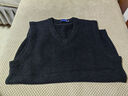 袋鼠 時(shí)尚中青年純羊絨背心男士V領(lǐng)加厚套頭針織馬甲雞心領(lǐng)坎肩毛衣 黑灰 185/3XL(建議170-185斤) 曬單實(shí)拍圖