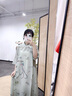 浮云堂.雅」夙蘭.中式改良真絲桑蠶絲印花連衣裙女2025春夏禪意茶服 綠色 S （售完下架） 曬單實(shí)拍圖