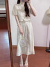 韓璐嬌（hanlujiao）新中式連衣裙女裝2025夏季新款國(guó)風(fēng)套裝小個(gè)子氣質(zhì)顯瘦旗袍長(zhǎng)裙子 8105#杏色 L （建議106-118斤） 曬單實(shí)拍圖