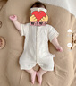 乖奇熊寶寶短袖衣服夏季純棉紗布連體衣嬰兒薄款透氣哈衣爬服夏天 米黃 80cm 曬單實(shí)拍圖