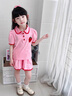 FNJ KIDS女童套裝夏季新款洋氣寶寶短袖薄款polo衣服兒童休閑兩件套 粉色 100 （建議身高90-100cm） 曬單實拍圖