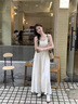 皮爾卡丹（pierre cardin）慵懶風(fēng)裙子女夏季2025新款露背吊帶連衣裙女寬松海邊度假溫柔長(zhǎng)裙 杏色 M 曬單實(shí)拍圖
