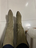 淺町秋冬季西部牛仔靴磨砂牛皮尖頭粗跟不過(guò)膝女靴子顯瘦長(cháng)筒靴時(shí)裝靴 卡其色 36 曬單實(shí)拍圖