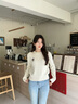 Teenie Weenie小熊毛衣女2025年春季新款復(fù)古學(xué)院老錢風(fēng)刺繡絞花針織毛衣女 象牙白 S 曬單實(shí)拍圖