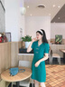 ROWILUX高端連衣裙女夏季2025新款時尚洋氣小個子修身顯瘦v領(lǐng)仙女a(chǎn)字裙 綠色 S 155 90-105斤 曬單實拍圖