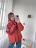 鴨鴨品牌正品派克羽絨服女士2025冬季新款戶(hù)外工裝連帽加厚保暖外套男 砂巖紅色 XL (180) 曬單實(shí)拍圖