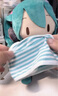 家小優(yōu)初音未來fufu國(guó)版冬季套裝   毛絨 玩偶 眼罩 條紋 內(nèi)褲 胖次 蔥 fufu藍(lán)白條紋內(nèi)褲 注意不含fufu只有配件 曬單實(shí)拍圖