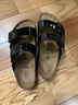 BIRKENSTOCK勃肯德國進口女款經(jīng)典漆皮亮面軟木Arizona雙扣拖鞋 黑色窄版1005292 39 曬單實拍圖