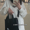 KANGOL官方新款轻奢时尚简约拼皮撞色质感手提斜跨小方包女韩系豆腐包 黑色 实拍图