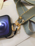 原創(chuàng  )手機掛繩女掛脖夾片貼片鑰匙帶子殼掛件斜挎可背鏈條手腕繩子 掛脖款【淺藍色】+灰色貼片+小繩 曬單實(shí)拍圖
