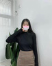 杭赫【兩件裝】半高領(lǐng)打底衫女莫代爾內(nèi)搭肌理感長(zhǎng)袖T恤女裝春秋冬款 黑色 深咖色【兩件裝】 XL 建議115-130斤 曬單實(shí)拍圖