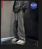 NASA GISS官方潮牌聯(lián)名牛仔褲男日系街頭寬松直筒運動休閑褲男 中藍 XL  曬單實拍圖