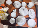 陶沁泉景德鎮餐具整套瓷器高級骨瓷碗筷套裝高端青花玲瓏喬遷訂婚釉下彩 千山暮雪 68件套 曬單實(shí)拍圖